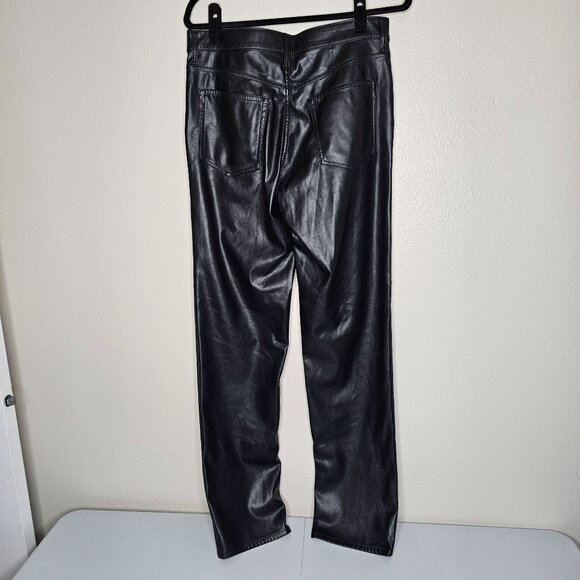 Gap 12T Tall Black Cheeky Straight High Rise Faux Leather Pants Biker 90s Vegan - Picture 3 of 5